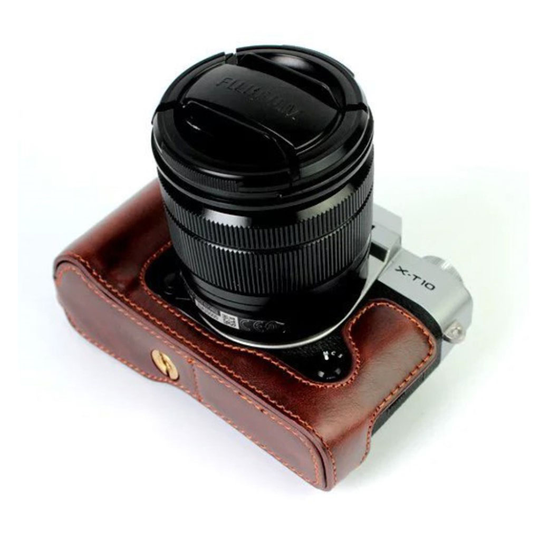 Fuji XT-10 Läckert läder kamera skydd - Brun