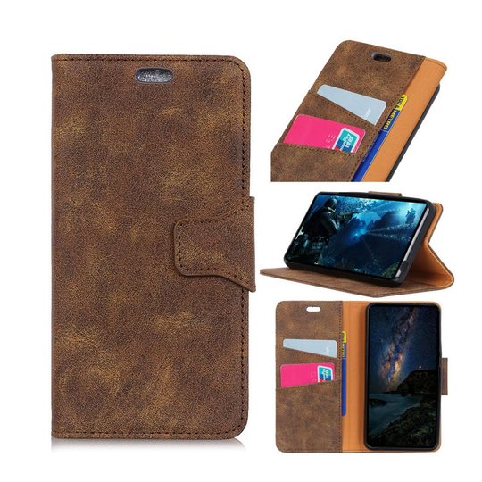 Asus ZenFone Max Pro (M2) plånboksfodral i läder med vintagestil - kaffe