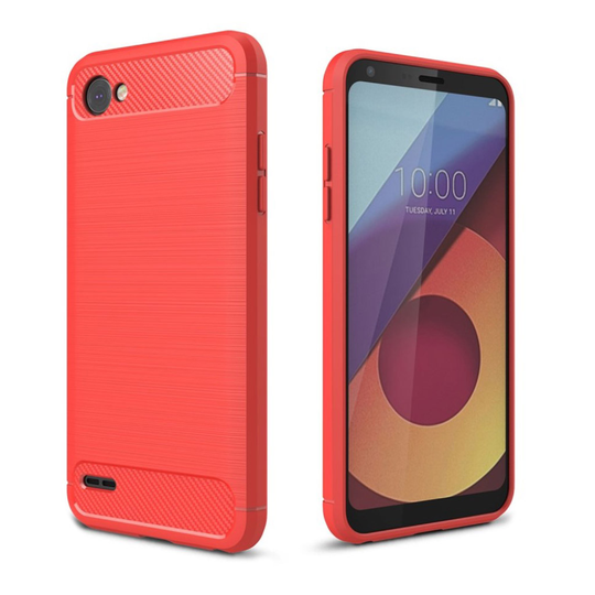 LG Q6 Skal med unik karbon fiber stil - Röd