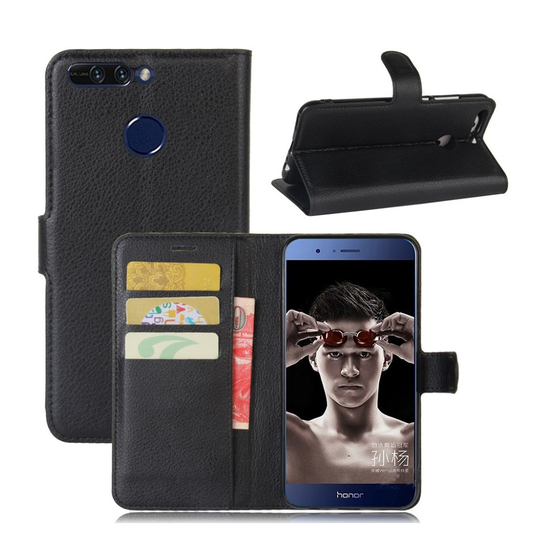 Huawei Honor 8 Pro litchi textur läderfodral - Svart