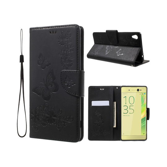 Sony Xperia XA Ultra fjäril läderfodral - Svart
