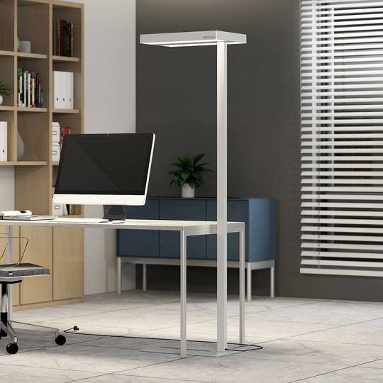 Arcchio Kalem kontors-golvlampa, kantig, vit