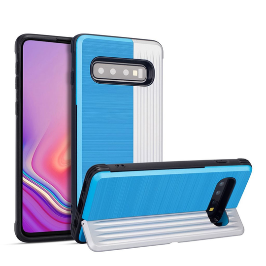 Samsung Galaxy S10 Plus Dubbel hybridfodral - Blå / Silver