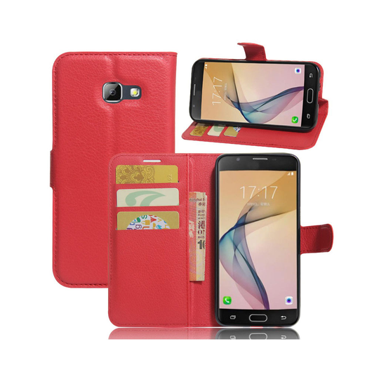 Samsung Galaxy A5 (2017) litchi läderfodral - Röd