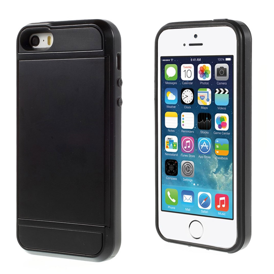 iPhone SE / 5 / 5S Skal med ett inbyggt kreditkortsfack - Svart