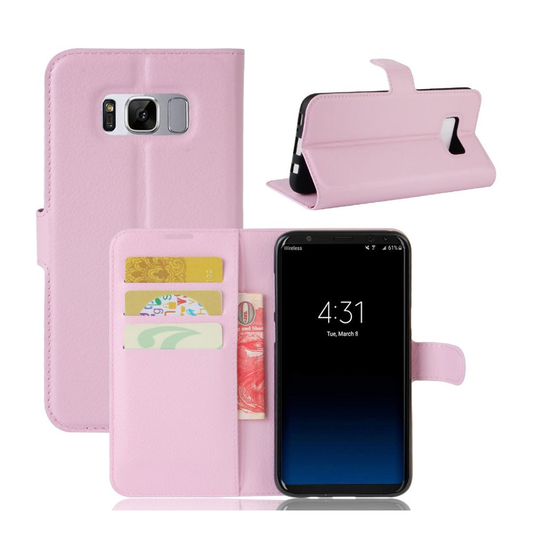 Samsung Galaxy S8+ lychee textur läderfodral - Rosa