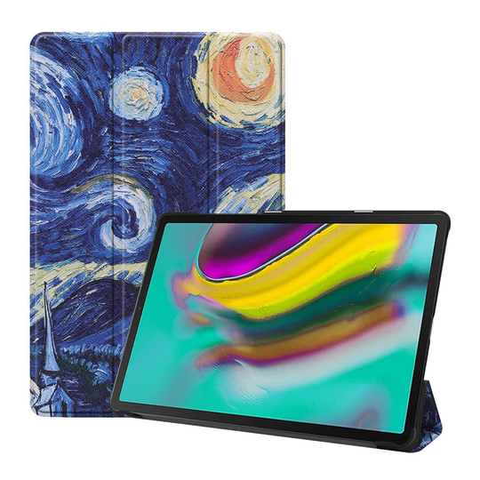 Samsung Galaxy Tab S5e vikfodral med tryck - Stjärnenatt