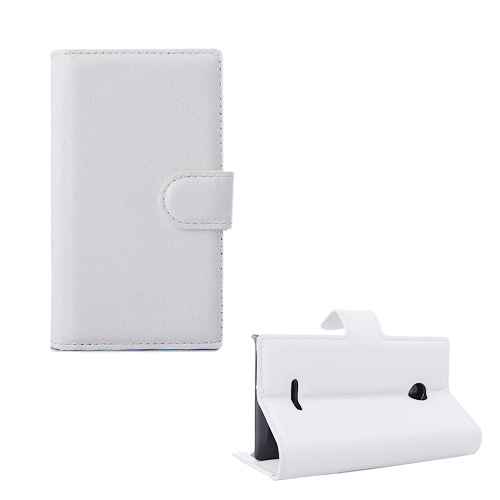 Lönnrot (Vit) Microsoft Lumia 435 Läder Fodral med Korthållare