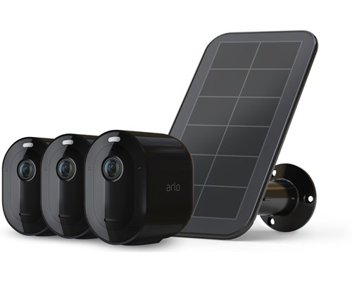 Arlo Arlo Pro 4 Wire-free Spotlight Camera 3-pack + 1 Solar Panel, Svart