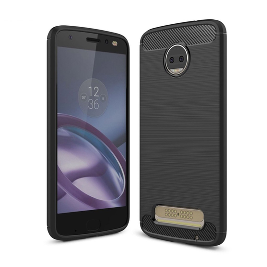 Karbon fiber designat skal till Motorola Moto Z2 - Svart