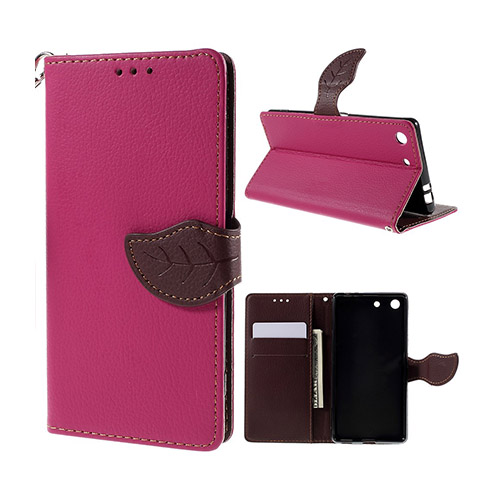 Litchi Fiber Läder (Rosa) Plånboksfodral för Sony Xperia M5 E5603 / Dual E5633