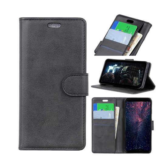 Asus ZenFone Max Pro (M2) matt plånboksfodral i läder - svart