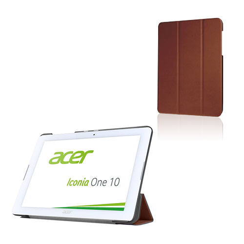 Läderfodral med Tri-fold Stativ (Brun) för Acer Iconia One 10 B3-A20