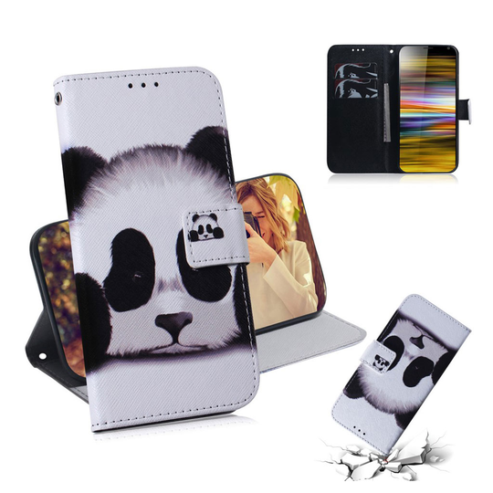 Sony Xperia 10 Plus konstläderfodral med tryck - Panda