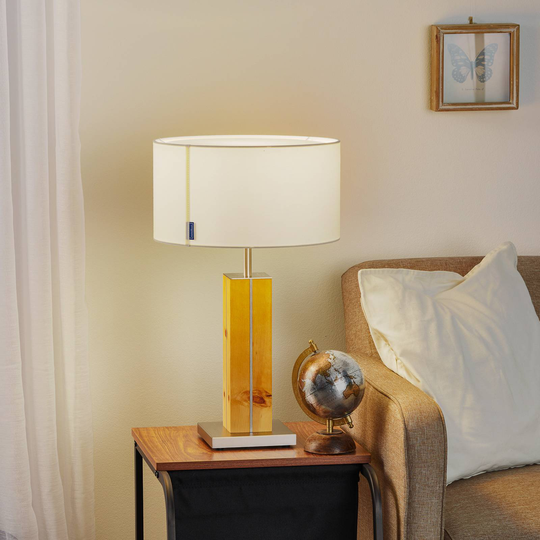 HerzBlut Dana bordslampa, furuträ, vit, 56 cm