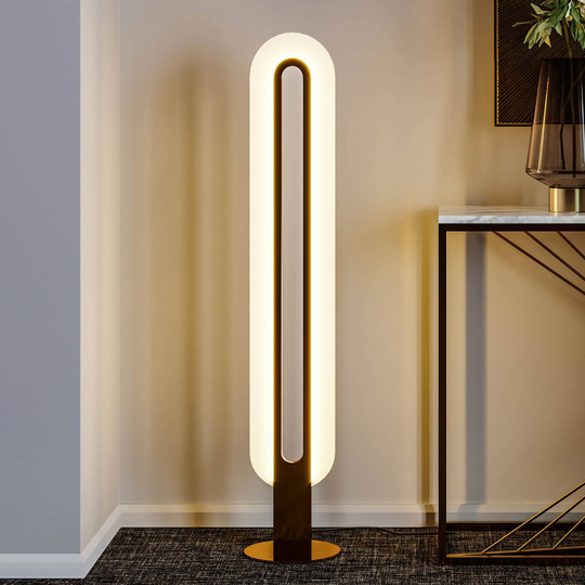 KARE Aura LED-golvlampa i exklusiv guldfärg