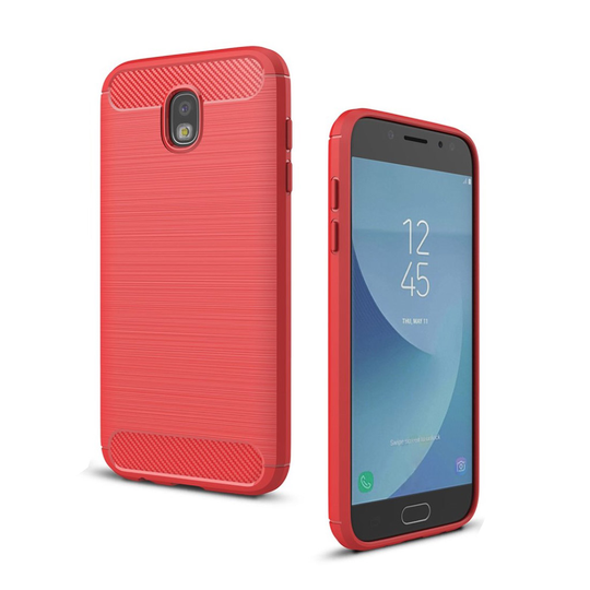 Samsung Galaxy J5 (2017) Skal med karbonfiber textur - Röd