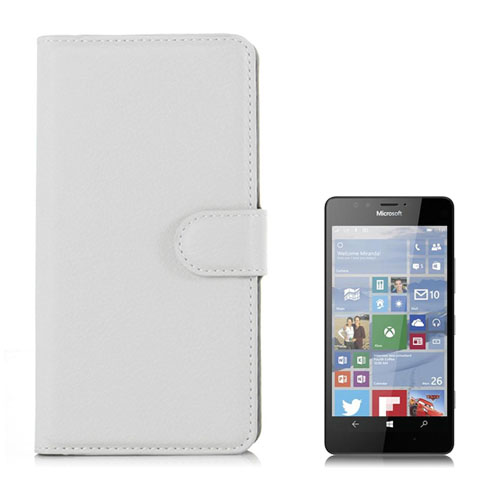 Jensen Microsoft Lumia 950 Läderfodral med Stativ - Vit