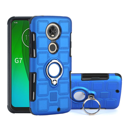 Motorola Moto G7 Geometriskt hybridfodral - Babyblå