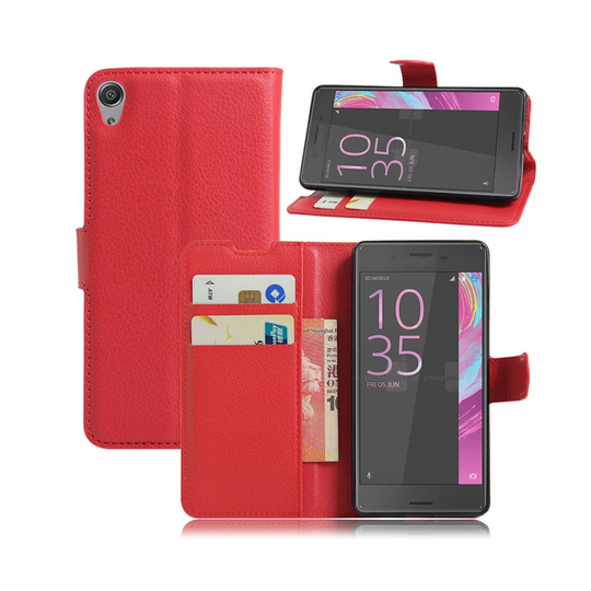 Rømer Sony Xperia E5 Litchi Läderfodral - Röd