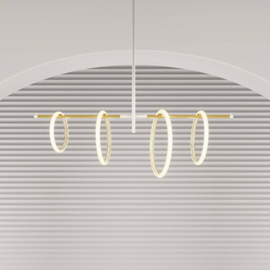 LED-hänglampa Ulaop, fyra ringar, vit