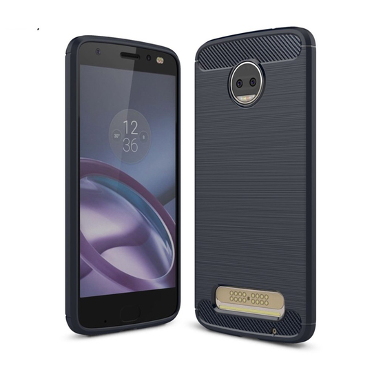 Karbon fiber designat skal till Motorola Moto Z2 - Blå
