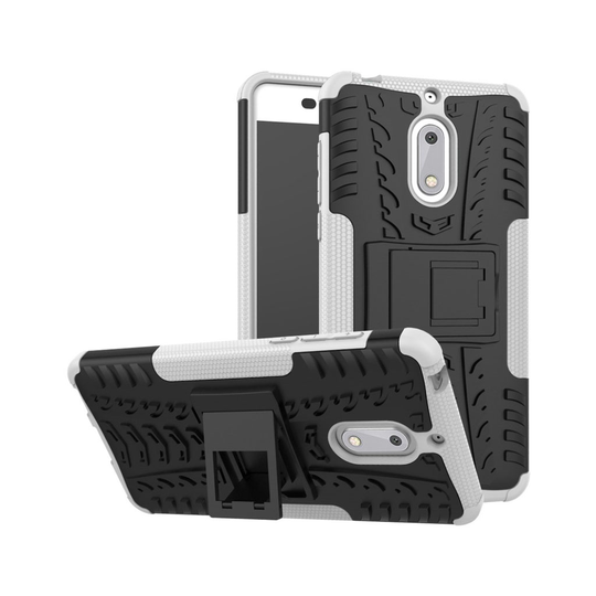 Nokia 6 Modernt hybird skal med kickstand - Vit