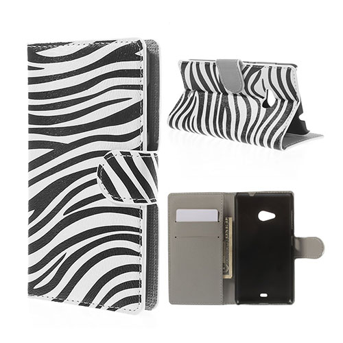 Moberg Microsoft Lumia 535 Läder Fodral med Korthållare - Zebra Mönster