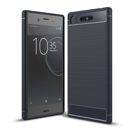 Sony Xperia XZ1 Karbon fiber fodral - Mörk blå