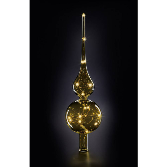 Krinner 76031 Julgranstopp Varmvit LED Bärnsten Handblåst glas, med brytare