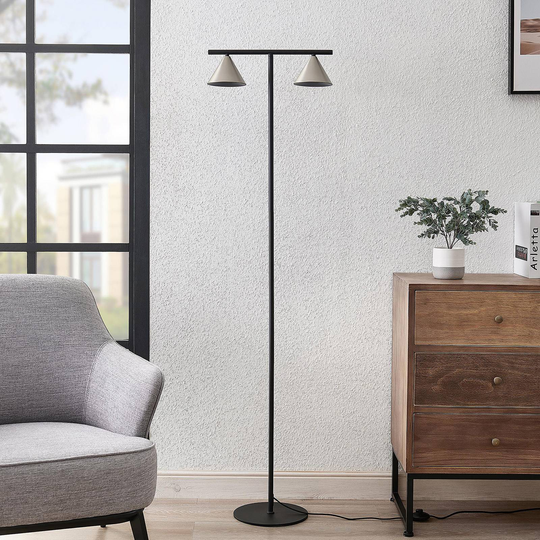 Lucande Kartio golvlampa, nickel