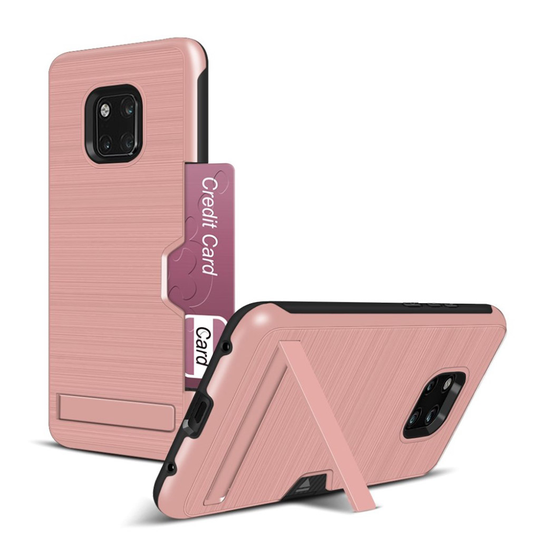 Huawei Mate 20 Pro borstat fodral med stativ - rosa guld