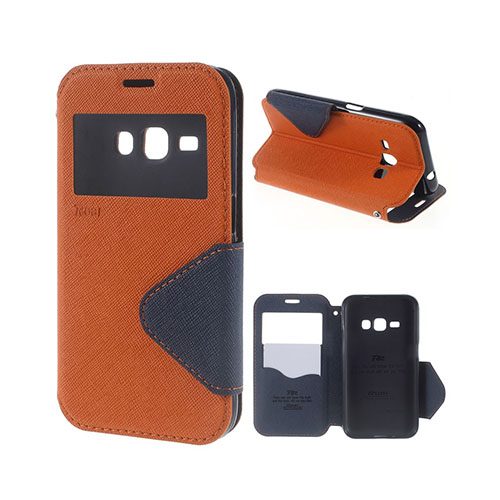 ROAR KOREA Fönster Läderfodral till Samsung Galaxy J1 (2016) - Orange