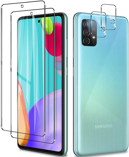 Galaxy A52 5G [4-PACK] 2 X Linsskydd Härdat Glas + 2 X Härdat glas