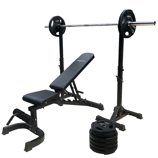 Titan LIFE Weight Garage Gym 100 kg, Träningsbänk med skivstångsställning