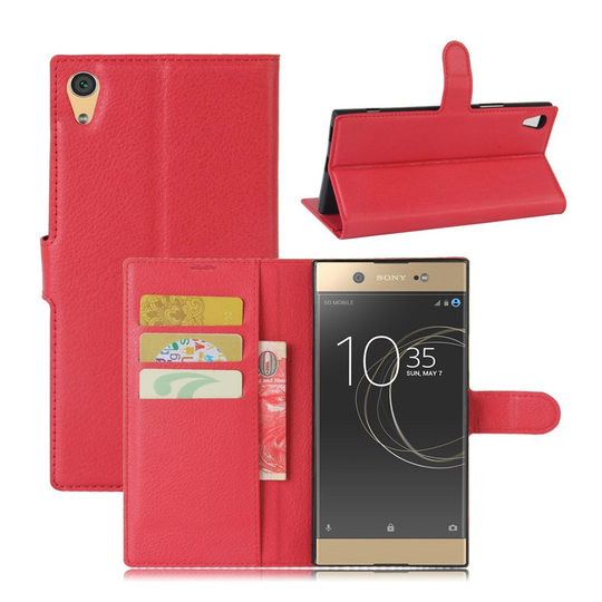 Sony Xperia XA1 Ultra litchi textur läderfodral - Röd