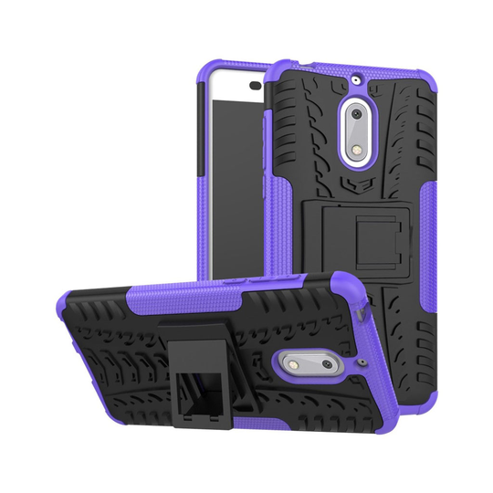 Nokia 6 Modernt hybird skal med kickstand - Lila