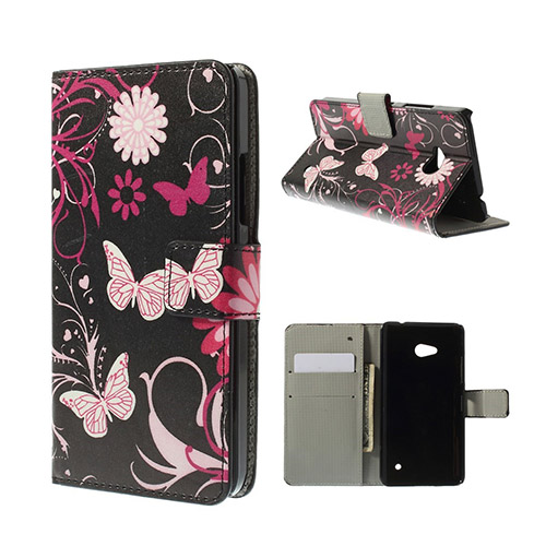 Moberg Microsoft Lumia 640 Fodral med Plånbok - Fjäril Blommor