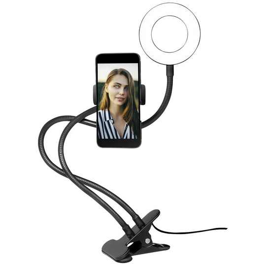 Smartphone-ringljus-klämhållare, Ø 8,5 cm