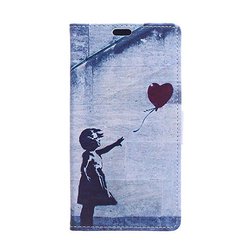 Moberg Läderfodral för Huawei P9 Plus - Flicka Ballong / Blå