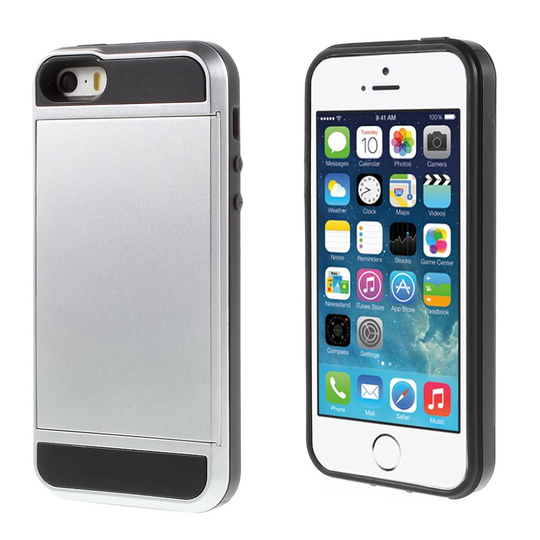 iPhone SE / 5 / 5S Skal med ett inbyggt kreditkortsfack - Silver