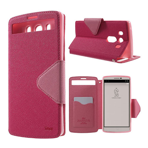 ROAR KOREA LG V10 Läderfodral med Fönster - Rosa