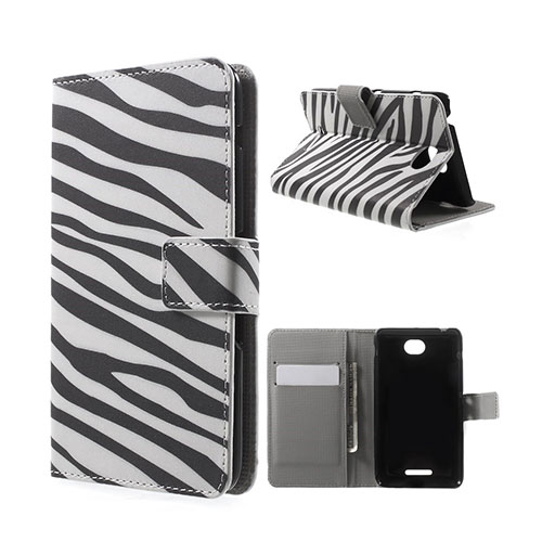 Moberg Sony Xperia E4 Fodral Med Plånbok - Zebra Ränder