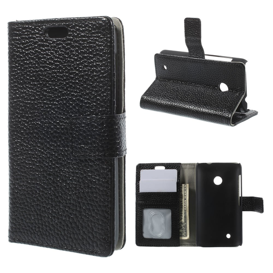 Cowhide (Svart) Nokia Lumia 530 Flip-Fodral (Äkta Läder)