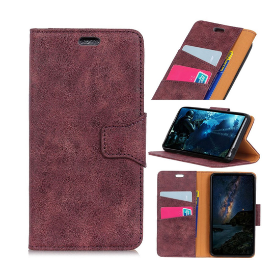 Asus ZenFone Max Pro (M2) plånboksfodral i läder med vintagestil - röd
