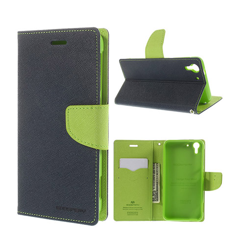 Mercury HTC Desire Eye Läder Flip Fodral - Mörk Blå