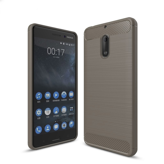 Nokia 6 Skal med karbon fiber design - Grå