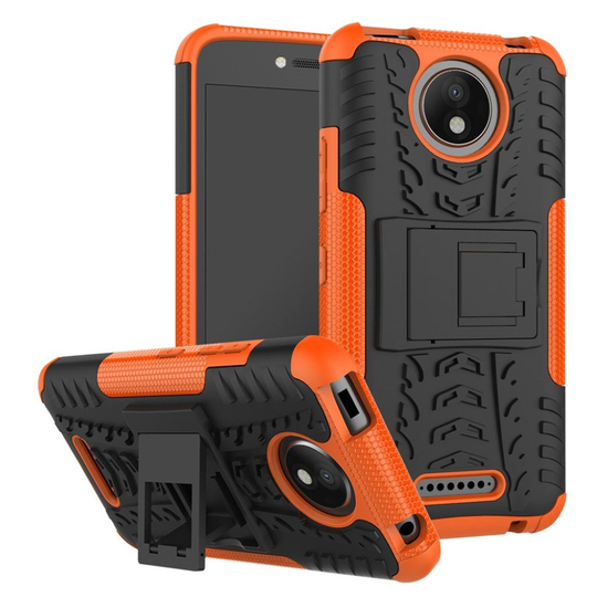 Motorola Moto C Plus Hybird skal med kickstand - Orange