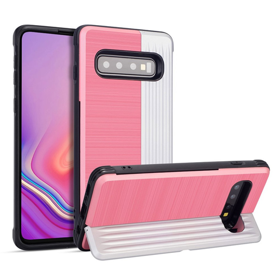 Samsung Galaxy S10 Dubbel hybridfodral - Rosa / Silver