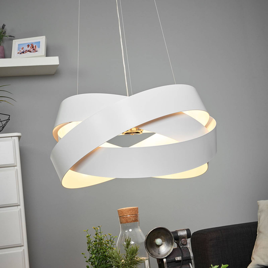 Hänglampa Pura i vitt, 60 cm, 8 x G9